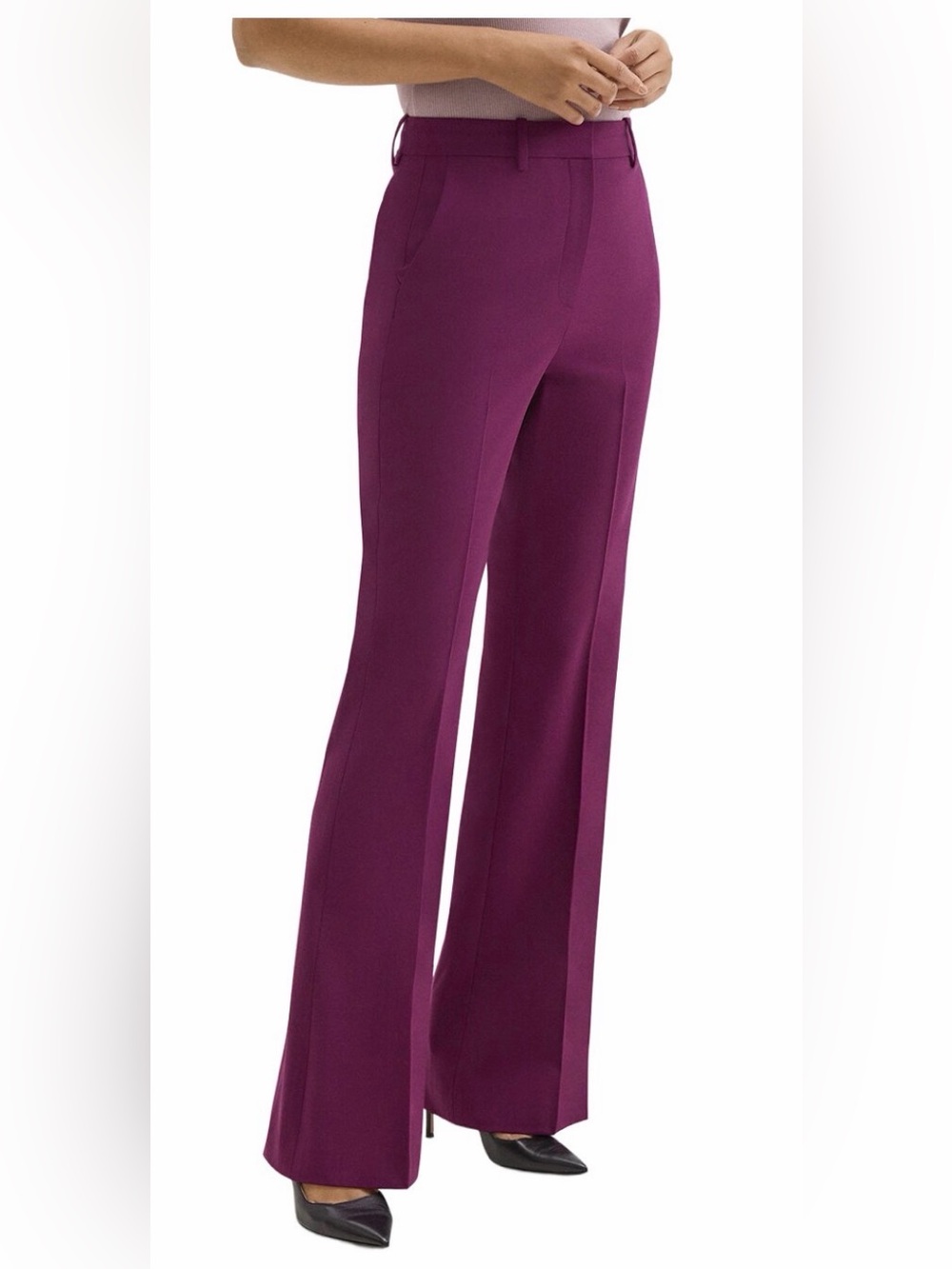 Theory Demetria virgin wool fuchsia pink suit mid rise pants 2 EUC Gorgeous